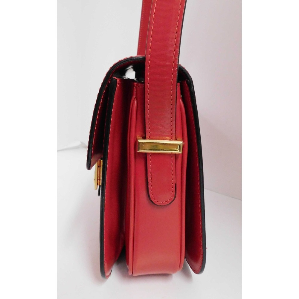 Vintage Celine Carriage Red Leather‎ Crossbody Shoulder Bag Italy - Picture 6 of 10